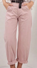 duda - Pantalone gabardina con cintura rosa